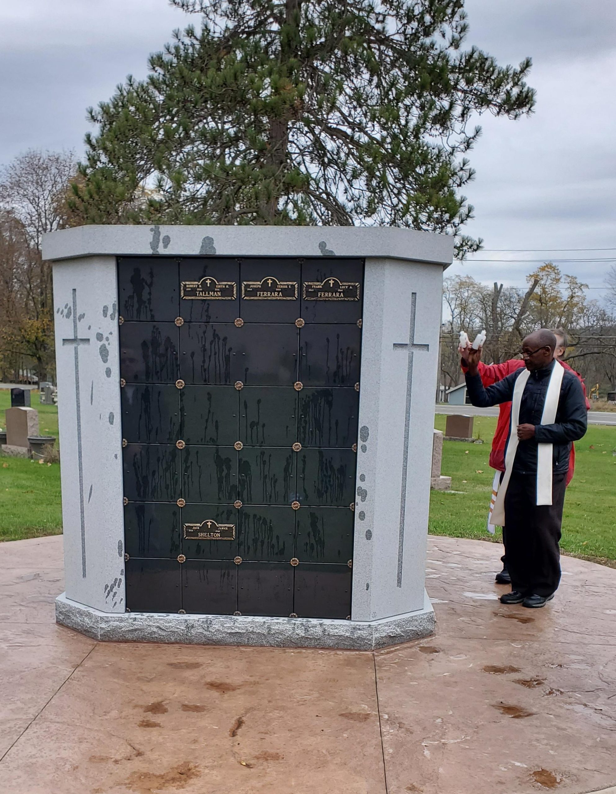 Priest blesses Columbarium