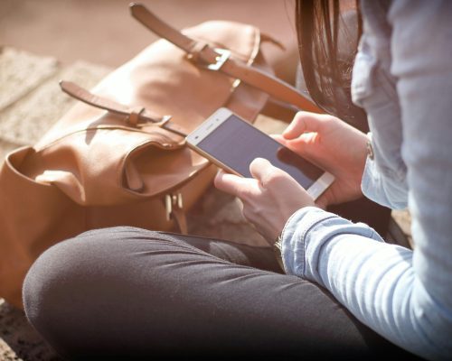 a woman on mobile phone